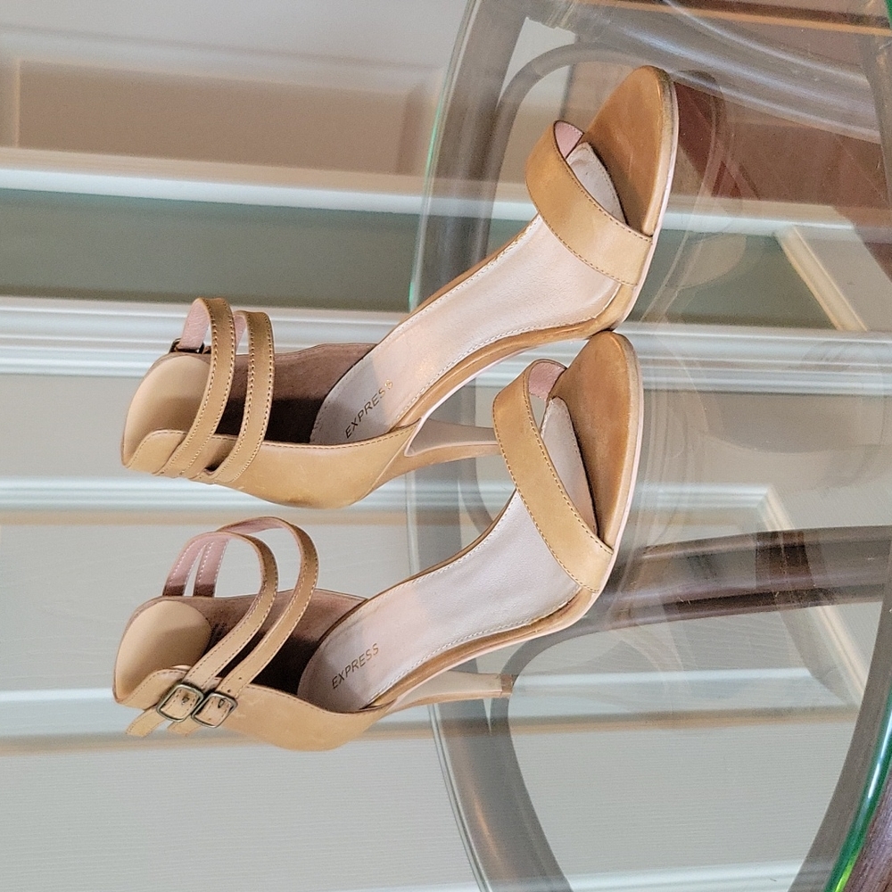 Express 3" Tan Strappy Sandal, Size 8